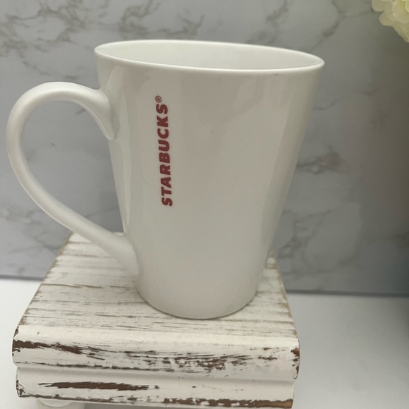 This is an EUC (Not new) Starbucks Coffee/Tea Mug 13 Oz 2014 Red Flower heart - Picture 2 of 4